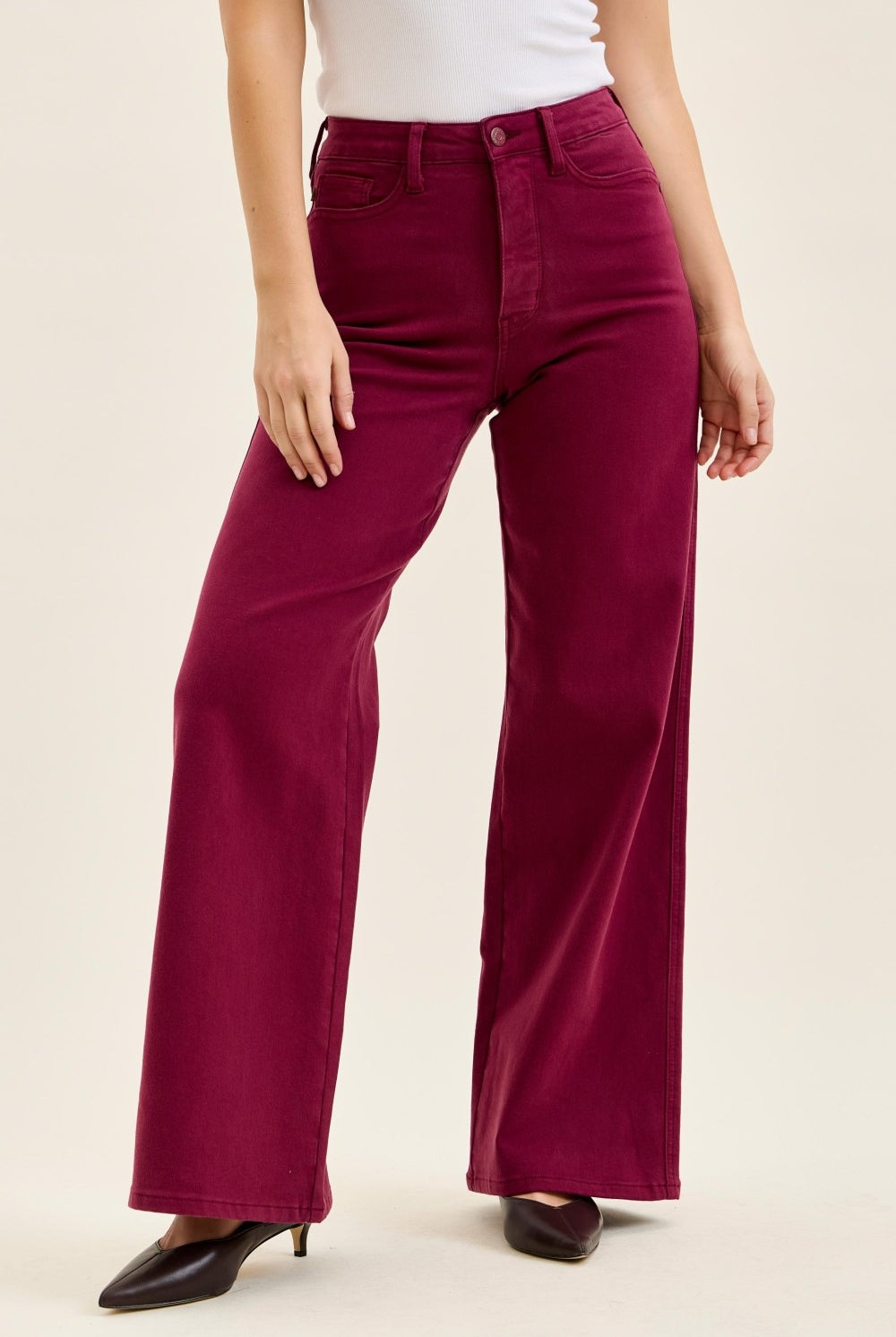 JB High Waist Tummy Control Lux Retro Wide Boysenberry-Market Grey Boutique