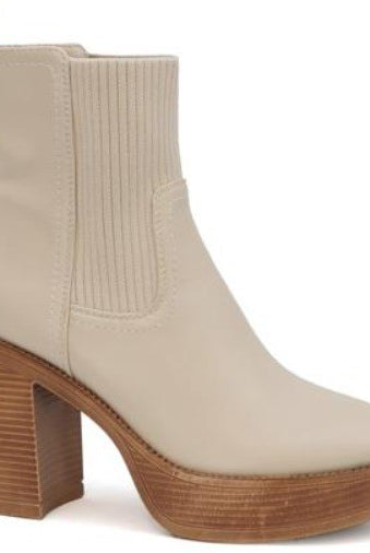 Bone Platform Heel Boots-Market Grey Boutique