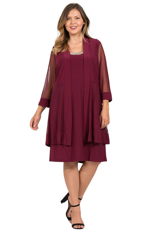 Merlot R&M Richards Short Formal Dress-Market Grey Boutique