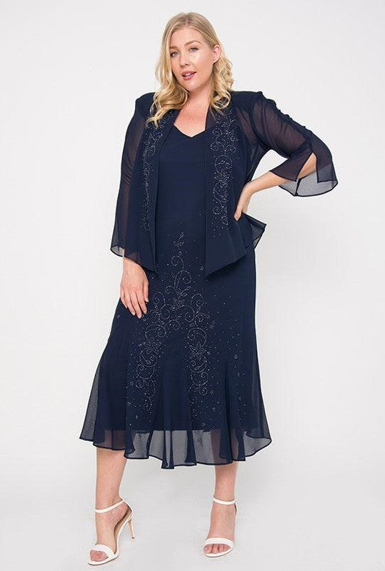 Navy R&M Richards Formal Long Mother Of The Bride Dress-Market Grey Boutique