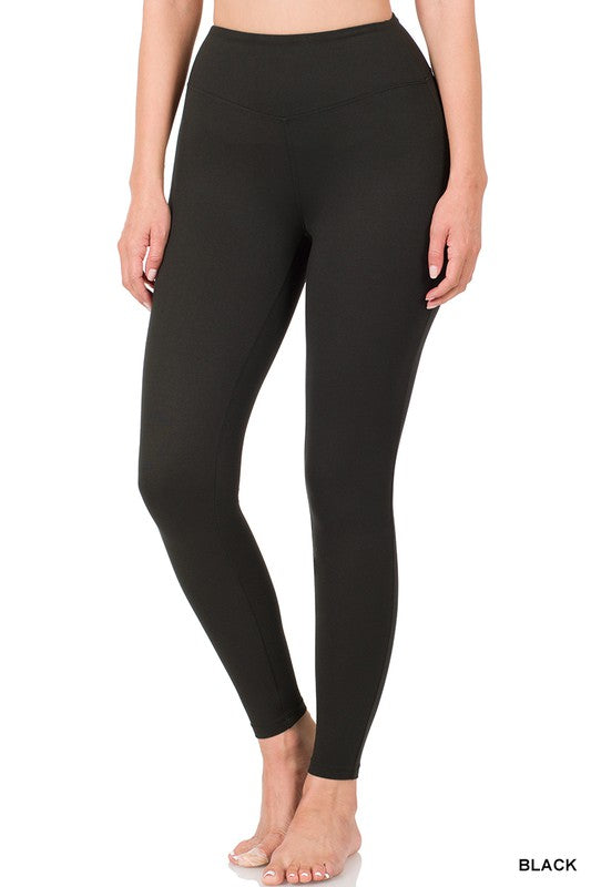 Black Premium Microfiber Wide Waistband Leggings-Market Grey Boutique