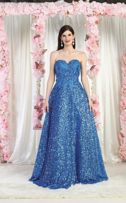 2025 Perry Blue Sequin Prom Dress🤍-Market Grey Boutique