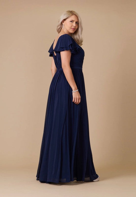 Navy Short Sleeve Formal Mother Of The Bride Dress-Market Grey Boutique
