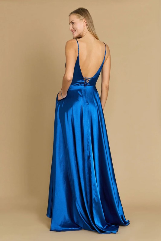 2025 Teal Long Flowy Satin Formal Gown🤍-Market Grey Boutique