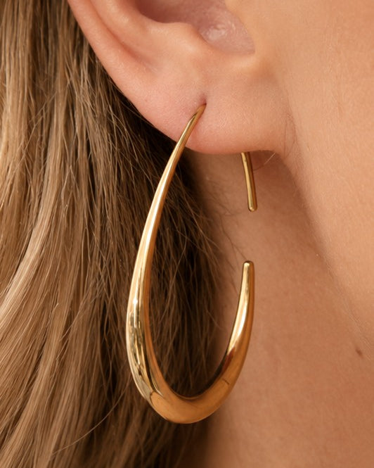 Pear Drop Hoop Earrings-Market Grey Boutique