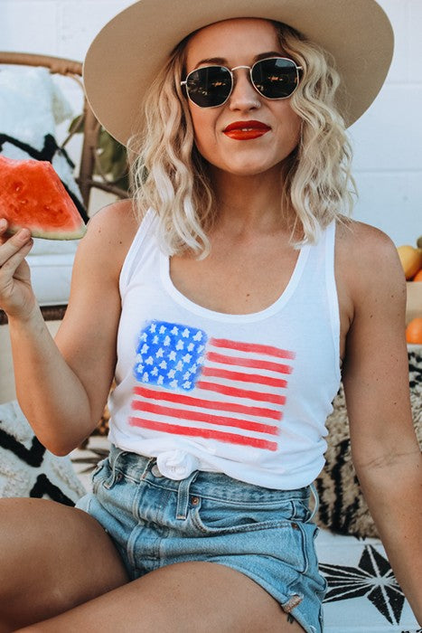 Watercolor Flag Tank-Market Grey Boutique