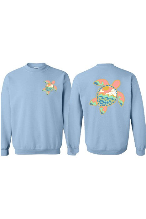 Light Blue Turtle Crew Sweatshirt-Market Grey Boutique
