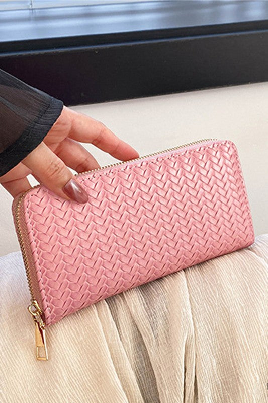 Pink Woven Weave Wallet-Market Grey Boutique