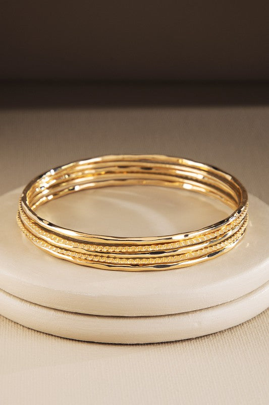 5 Set Metal Bangle Bracelet-Market Grey Boutique