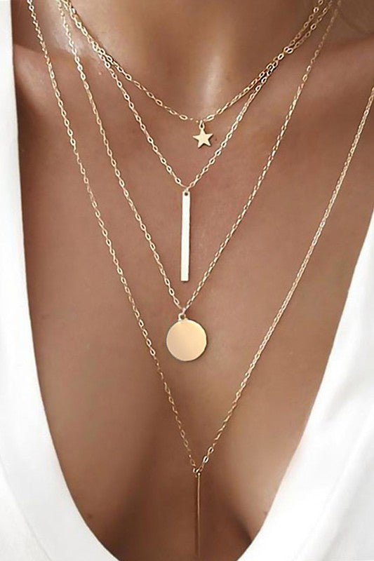 Embellished 4 Layer Tiered Necklace-Market Grey Boutique