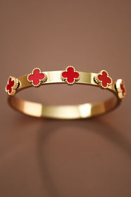 Red Detail Non-Tarnish Stainless Steel Bangle