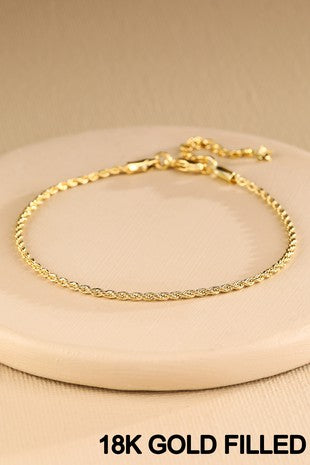 18k Gold Filled Rope Chain Bracelet-Market Grey Boutique