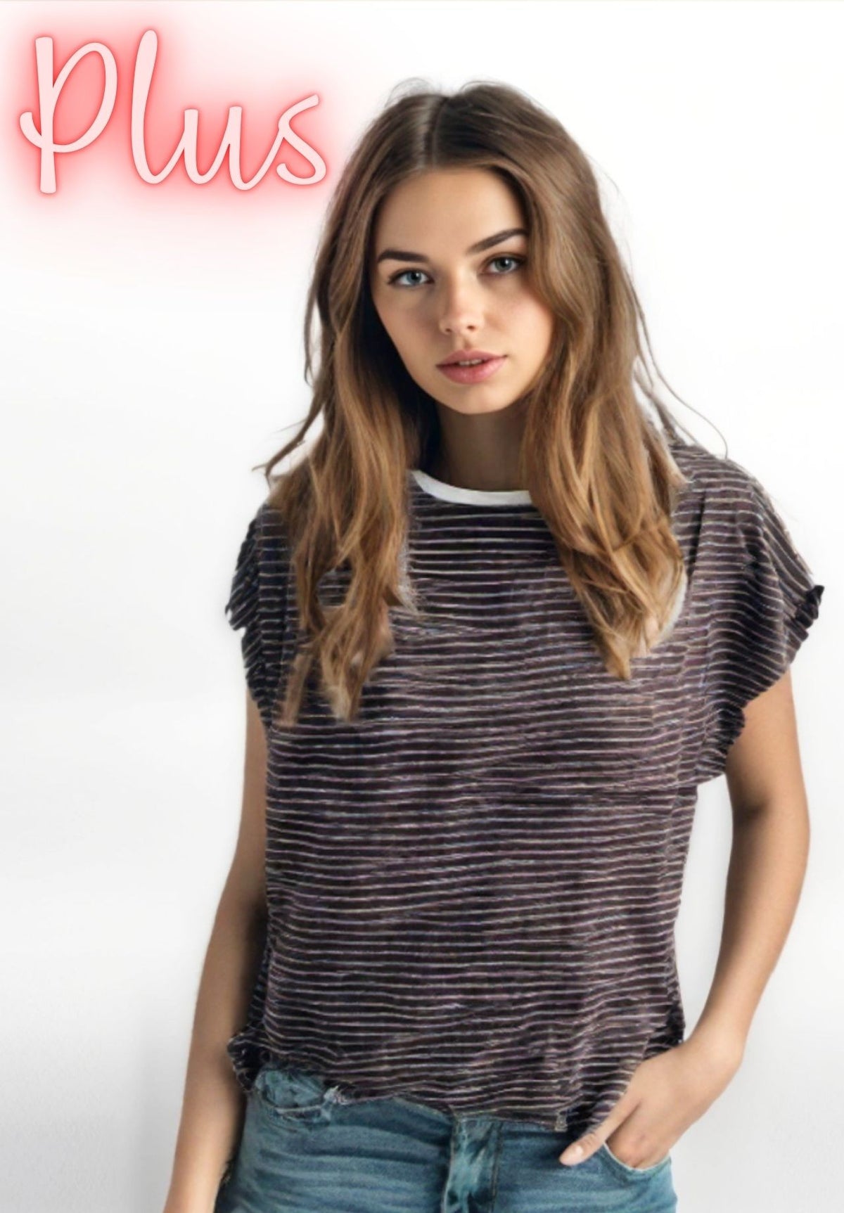 Brown Stripe Casual Top-Market Grey Boutique