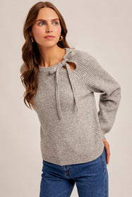 Grey Tie Detail Sweater