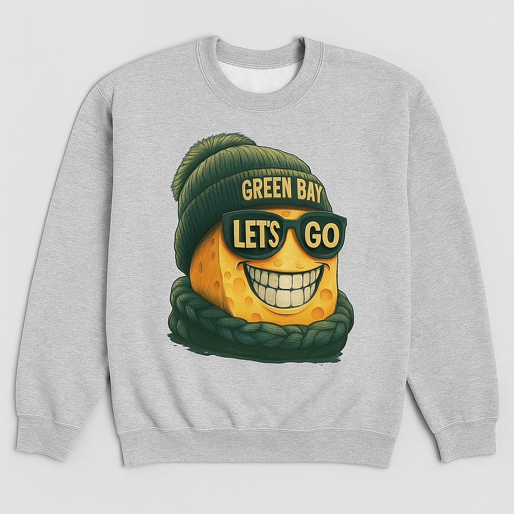 Heather Grey Green Bay Cheesehead Crew-Market Grey Boutique