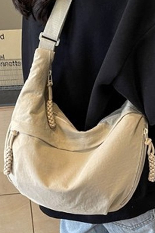 Sand Beige Crescent Crossbody-Market Grey Boutique