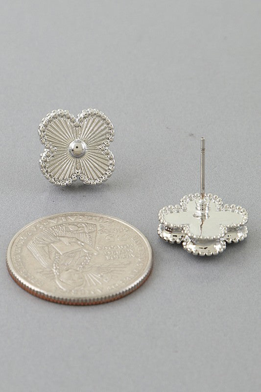 Silver Classic Clover CZ Studs-Market Grey Boutique