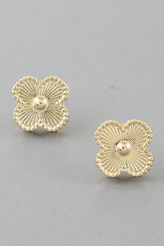 Gold Classic Clover CZ Studs-Market Grey Boutique
