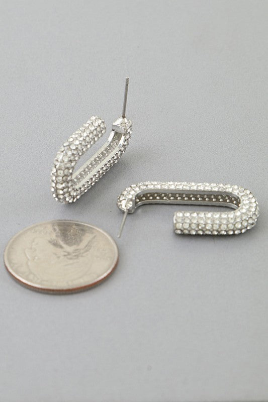 Silver Sparkle Narrow Hoop Earrings-Market Grey Boutique