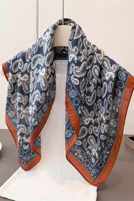 Navy Paisley Square Scarf-Market Grey Boutique