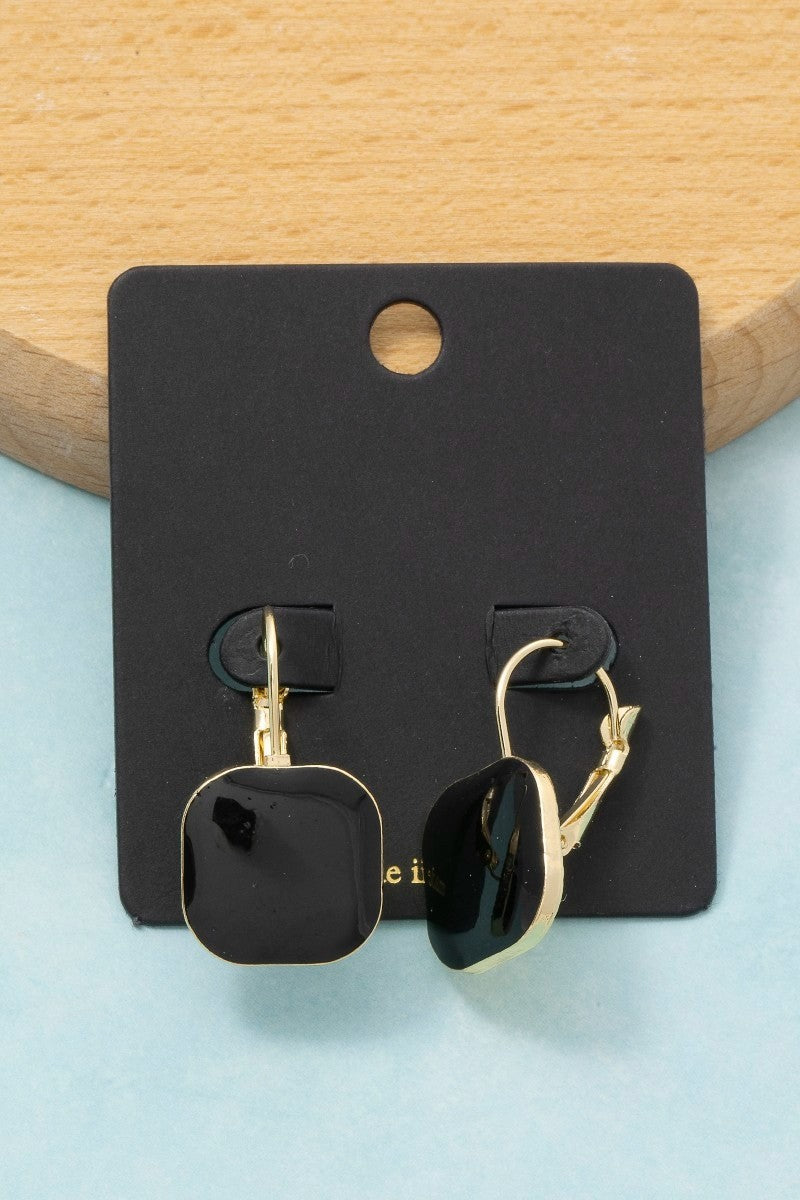 Gold/Black Onyx Square Earrings-Market Grey Boutique