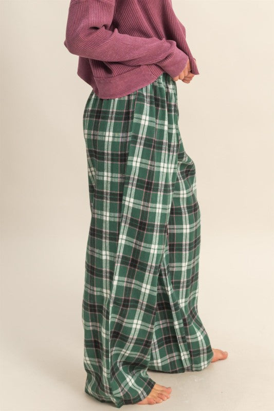 Green Flannel Lounge Pants-Market Grey Boutique