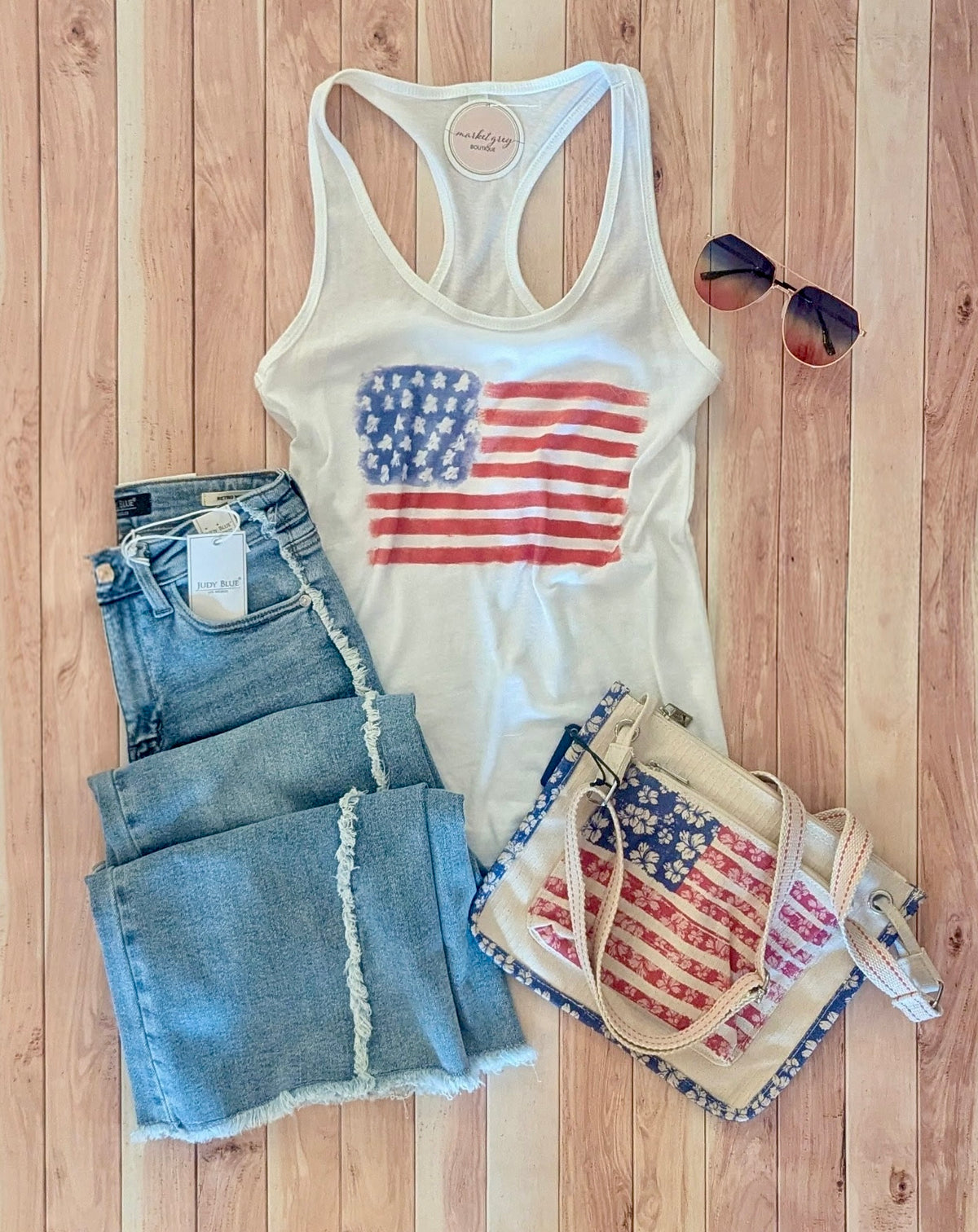 Watercolor Flag Tank-Market Grey Boutique