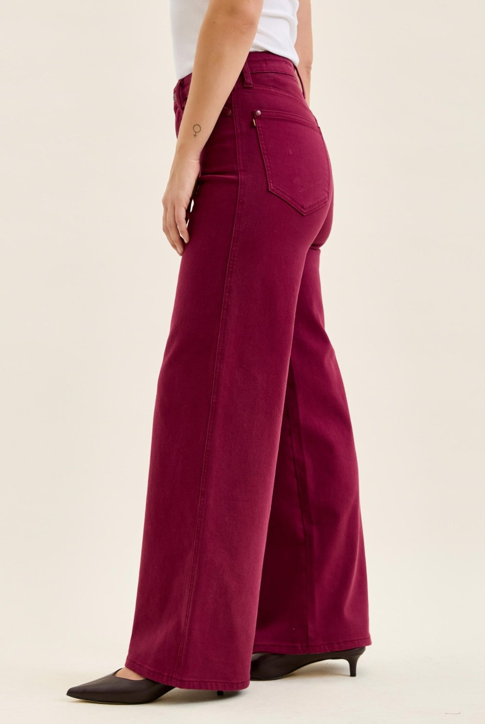 JB High Waist Tummy Control Lux Retro Wide Boysenberry-Market Grey Boutique