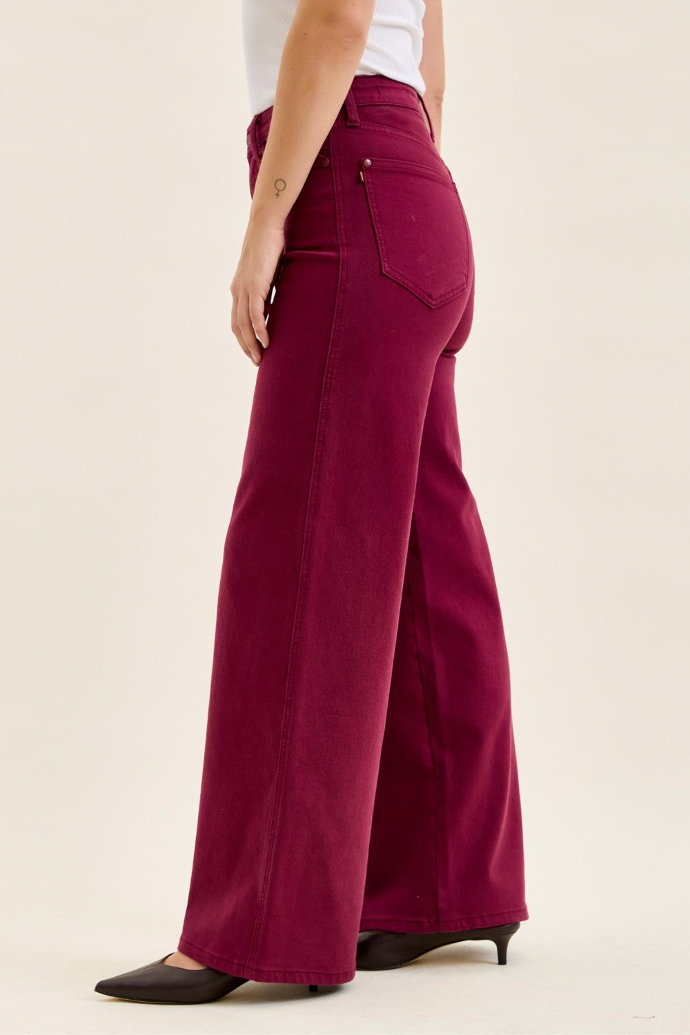 JB High Waist Tummy Control Lux Retro Wide Boysenberry-Market Grey Boutique