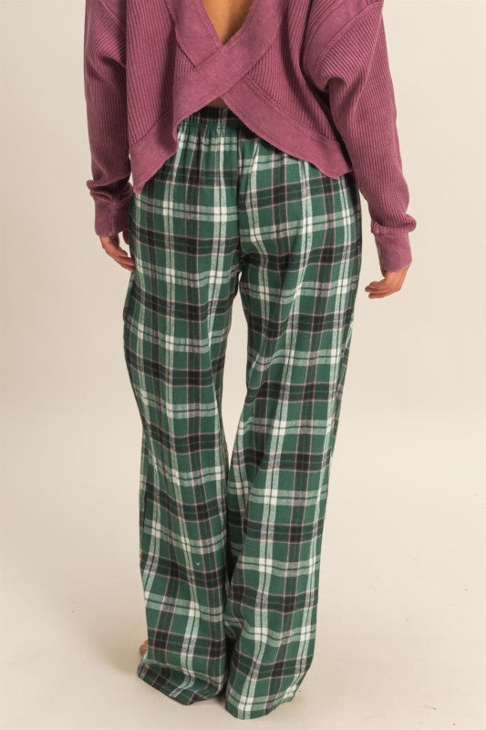 Green Flannel Lounge Pants-Market Grey Boutique