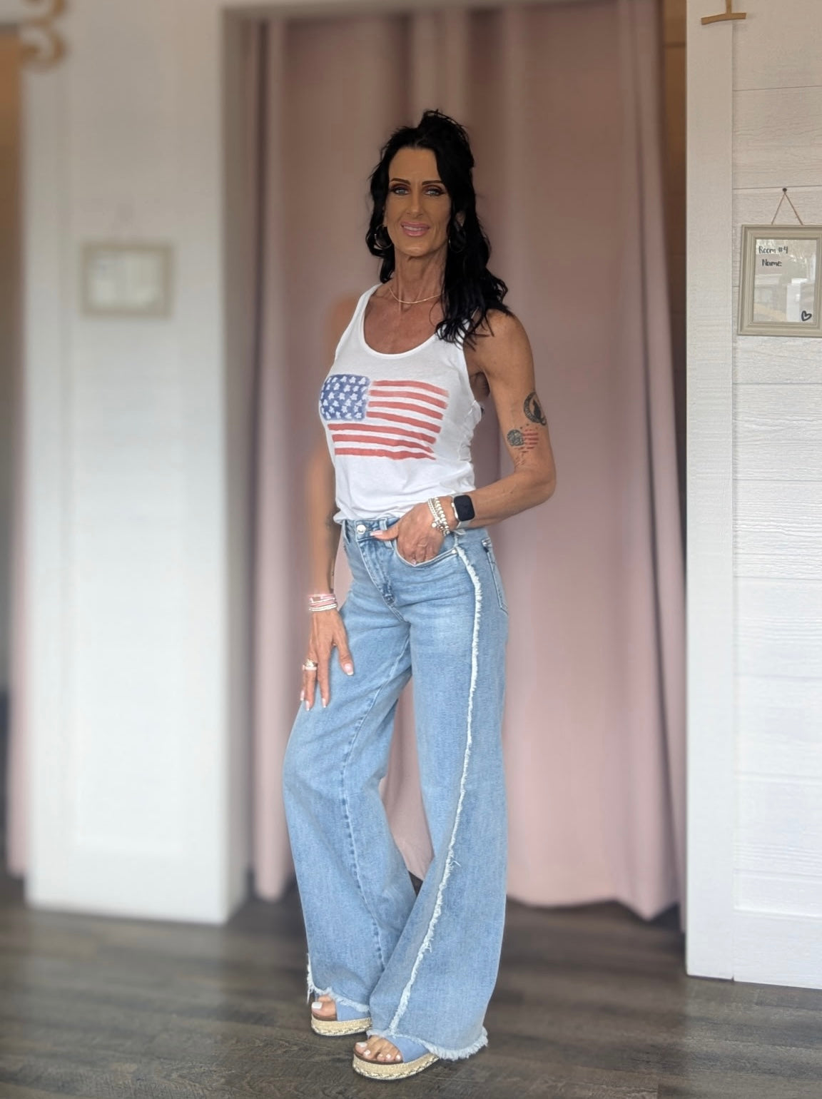 Watercolor Flag Tank-Market Grey Boutique