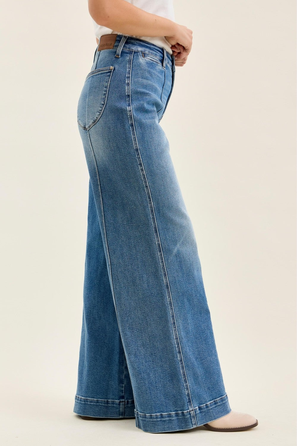 JB High Waist Liza Multi Inseam Palazzo Medium Classic Fade-Market Grey Boutique
