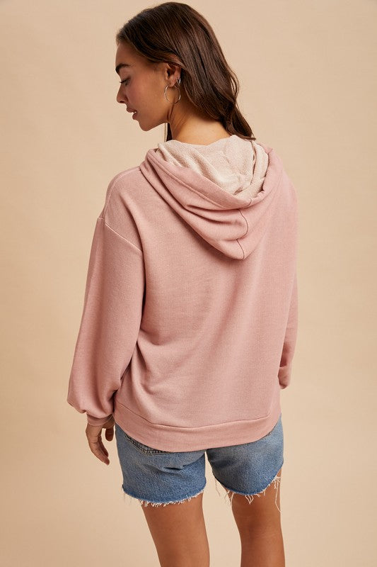 Dusty Rose French Terry Femme Hoodie-Market Grey Boutique