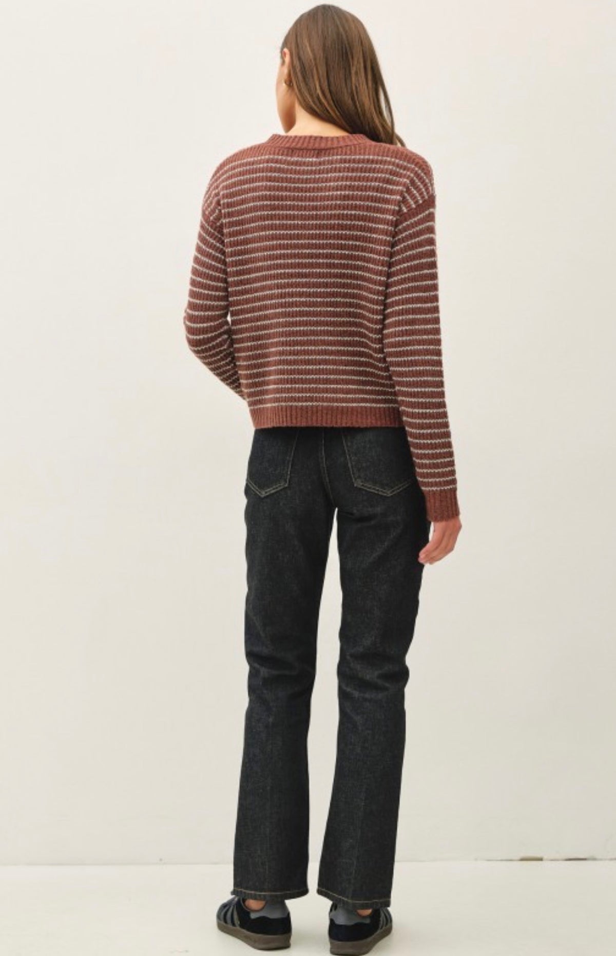 Sepia Striped Waffle Sweater-Market Grey Boutique