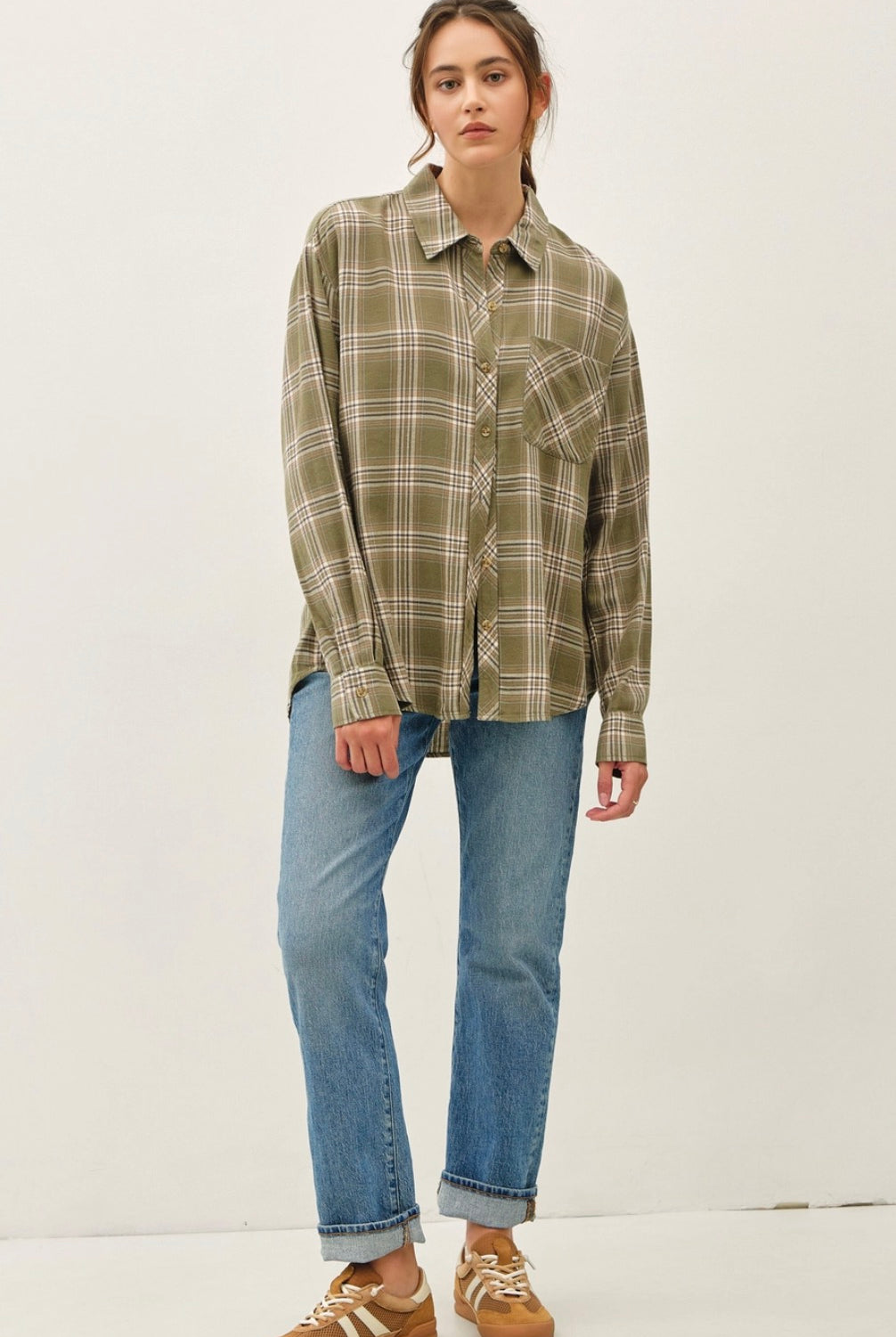 Olive Oversized Flannel-Market Grey Boutique