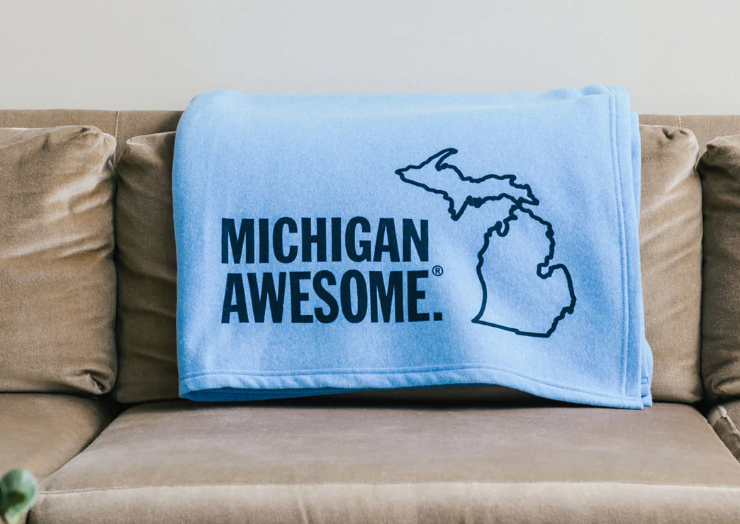 Michigan Awesome Sweatshirt Blanket-Market Grey Boutique