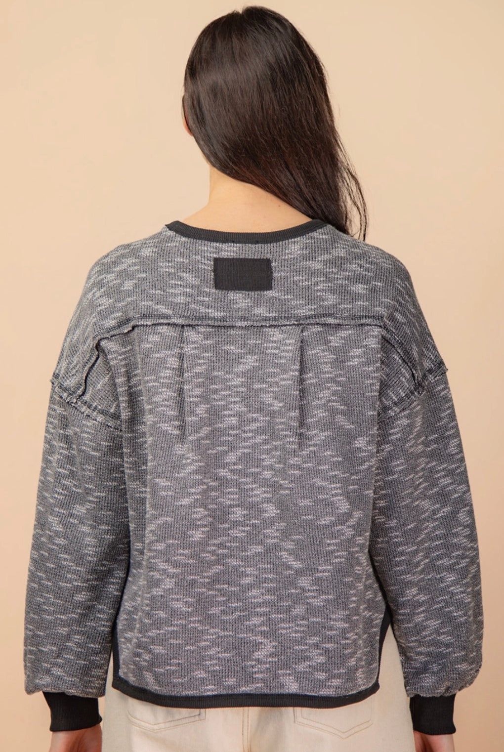 Heathered Black Oversized Knit Top-Market Grey Boutique