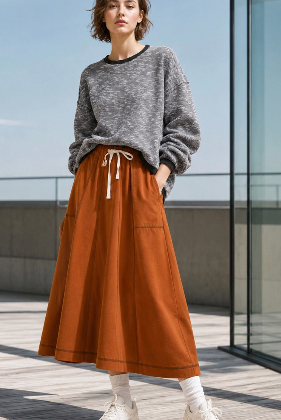 Heathered Black Oversized Knit Top-Market Grey Boutique
