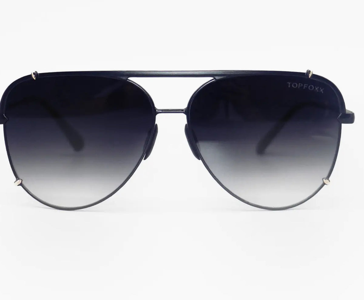 TopFoxx Christina Faded Black & Gold Sunnies-Market Grey Boutique