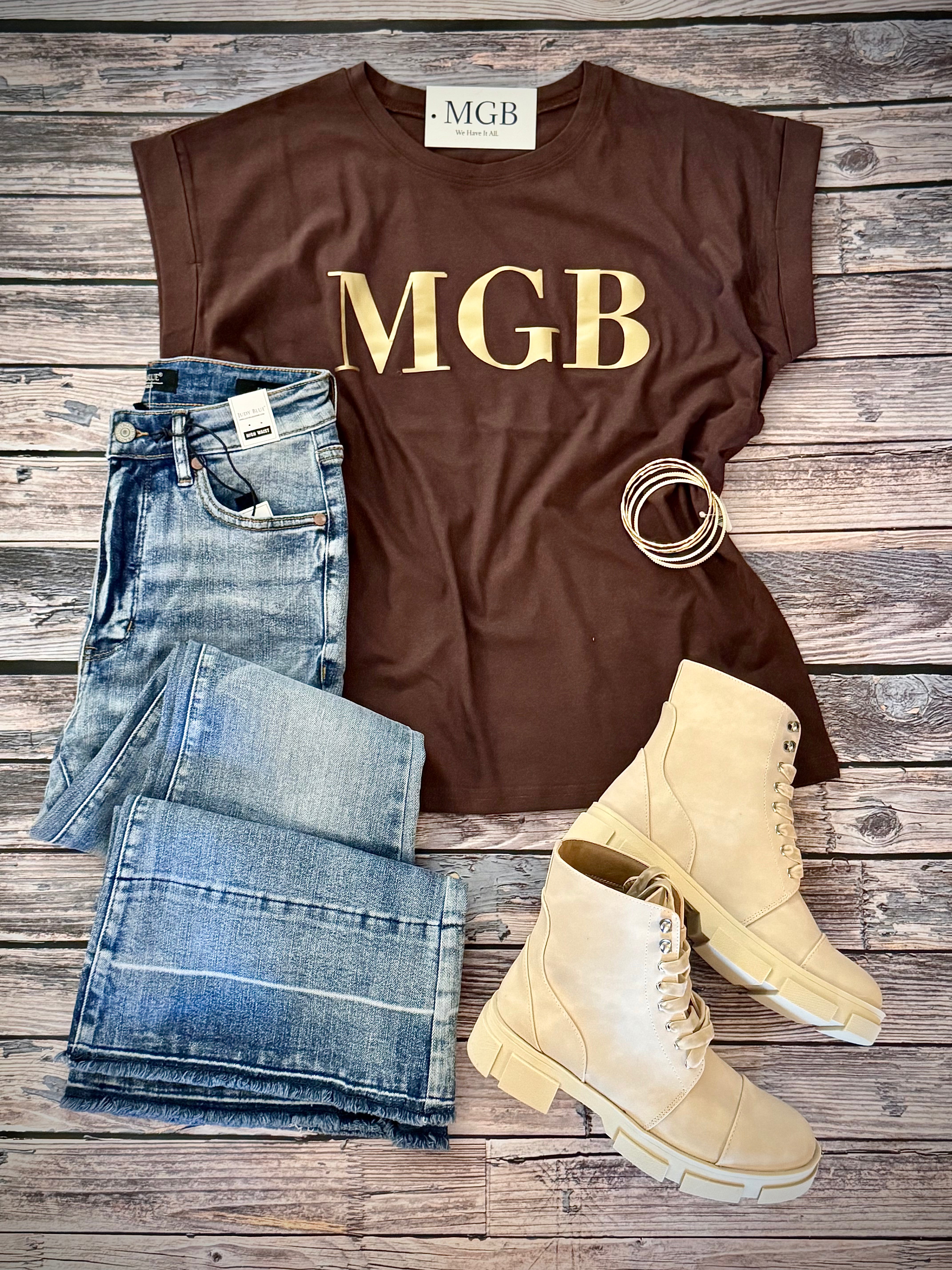 Brown Short Sleeve MGB Top-Market Grey Boutique