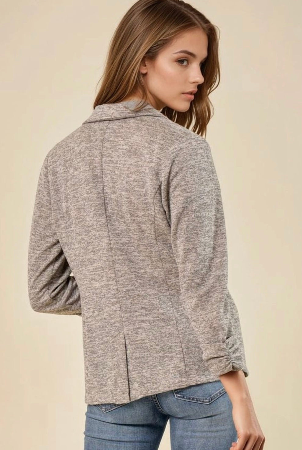 Heathered Toffee Knit Blazer-Market Grey Boutique