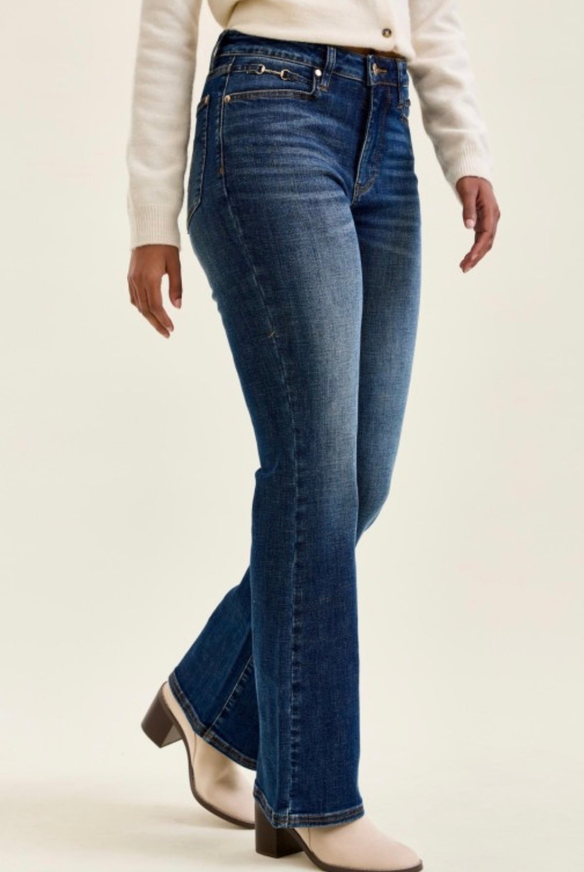 JB MidRise Daisy Bootcut Harness Denim-Market Grey Boutique