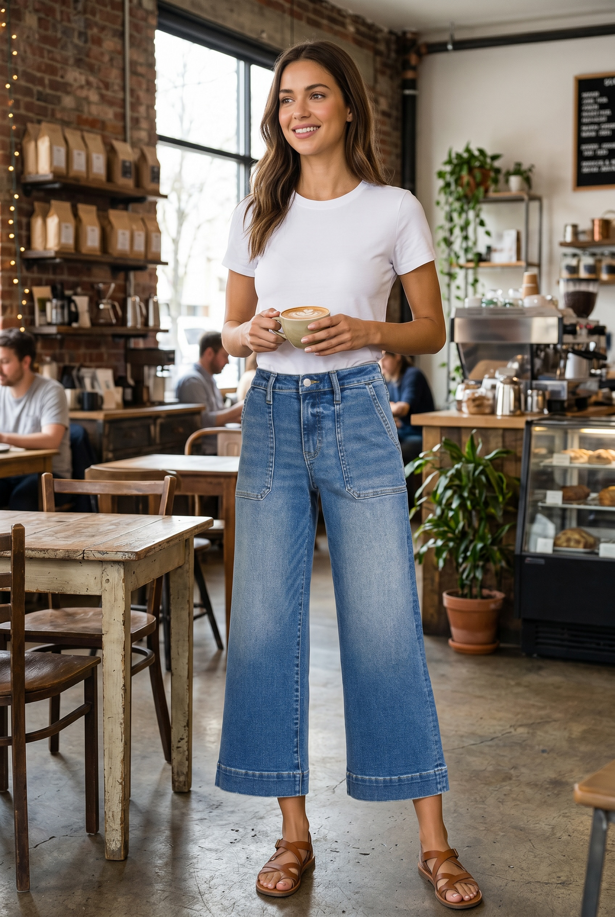 Zenana Cropped Wide Leg Denim Pants-Market Grey Boutique