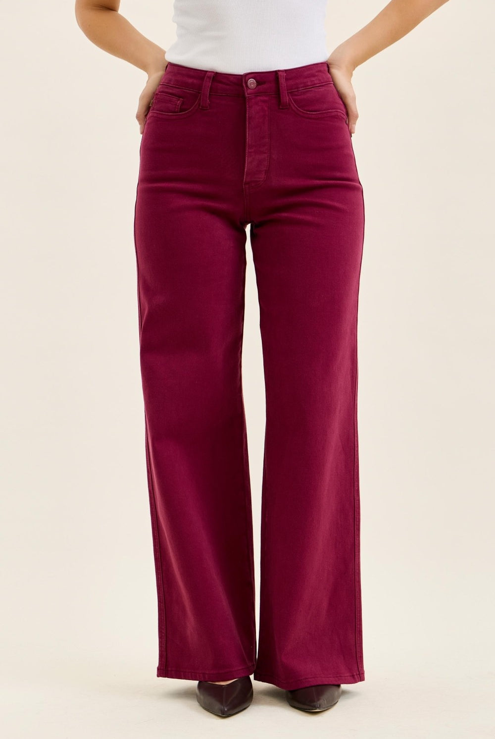 JB High Waist Tummy Control Lux Retro Wide Boysenberry-Market Grey Boutique