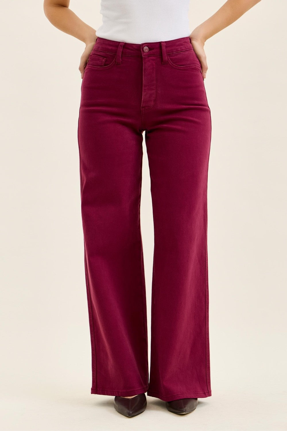 JB High Waist Tummy Control Lux Retro Wide Boysenberry-Market Grey Boutique