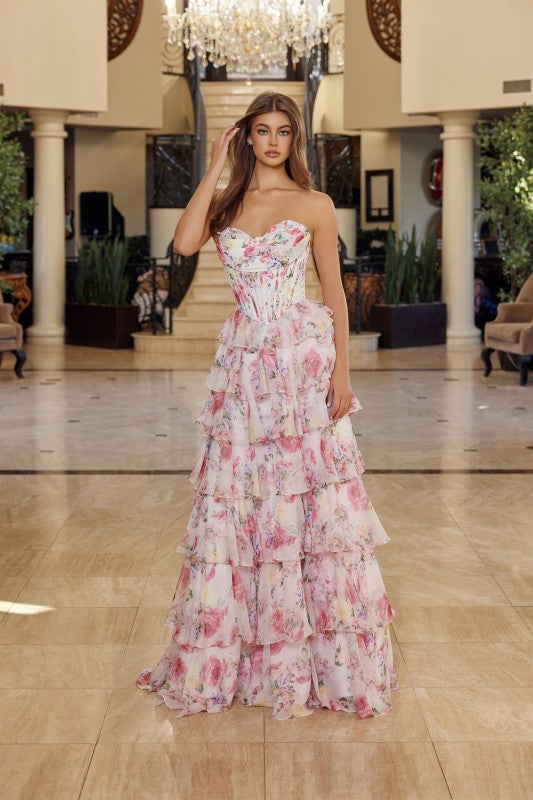 2026- Blush Floral A-Line Strapless Gown-Market Grey Boutique