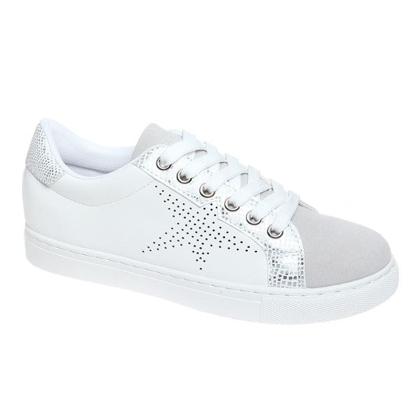 Women's Two Tone Sneaker with Star Detail-Market Grey Boutique
