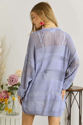 LAVENDER LIGHTWEIGHT SWEATER KNIT CARDIGAN