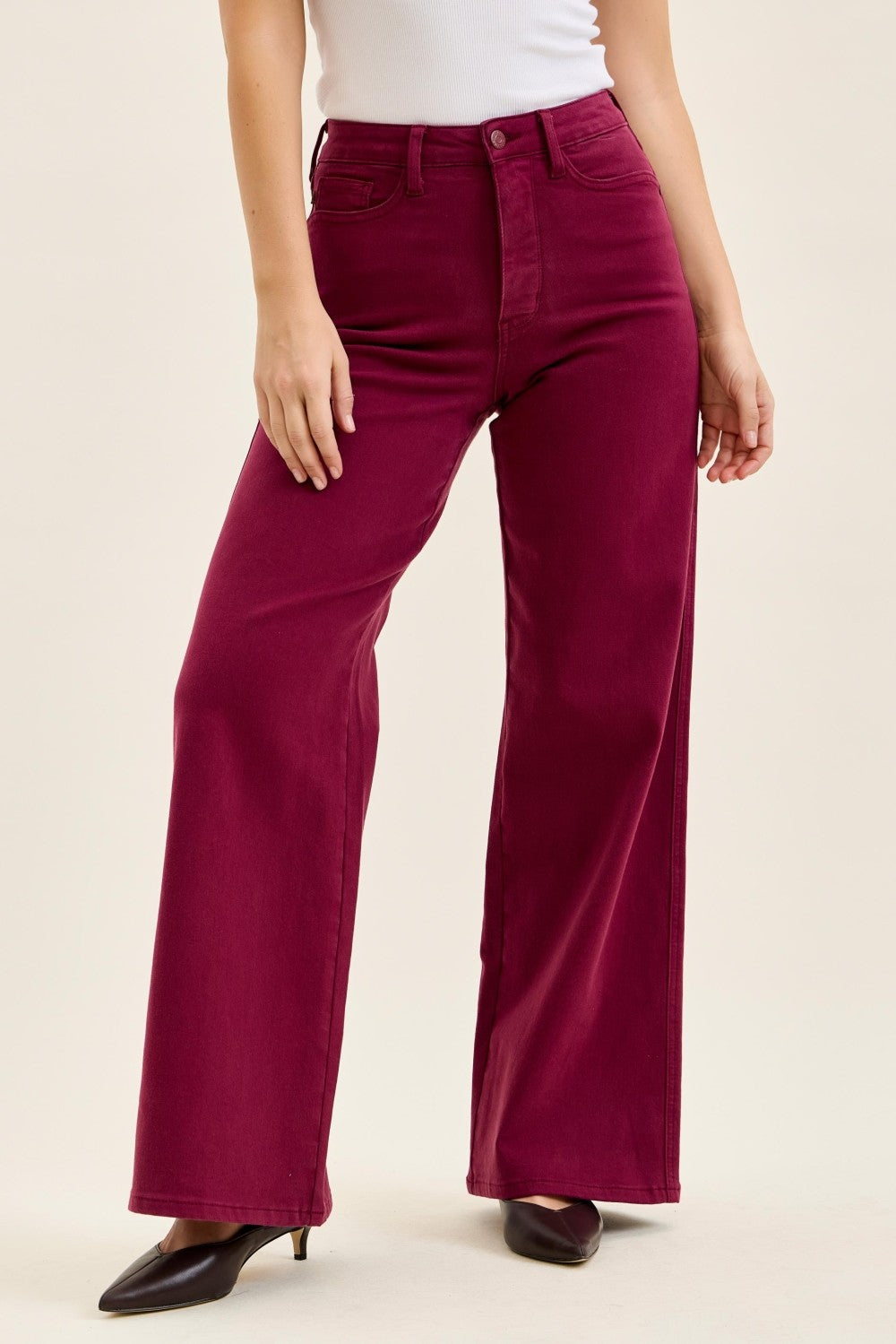 JB High Waist Tummy Control Lux Retro Wide Boysenberry-Market Grey Boutique