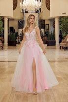 2026 - Baby Pink Floral Bodice A-Line Tulle Gown🤍-Market Grey Boutique